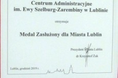 Medal Zasłużony dla Miasta Lublin na 70-lecie